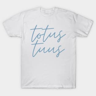 Totus Tuus Light Blue Thin Cursive T-Shirt